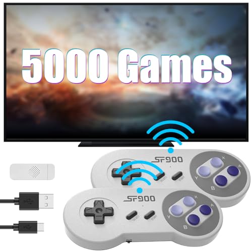 【2,4 g Dual Controller Wireless】 Dotato di due gamepad wireless da 2,4 g. Supporta fino a 2 giocatori contemporaneamente, puoi controllare il telecomando e goderti il gioco sul divano con la tua famiglia o i tuoi amici. Connessione wireless tra controller di gioco e bastoncini, che li hanno liberati dalle restrizioni da parte dei cavi.