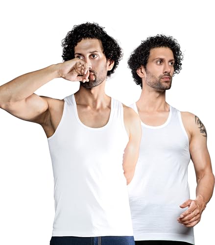Image of ESSA COOLD Men's Vest | 100% Cotton Fabric, Sleeveless, Square Neck, Retro Style | Slim Fit | Breathable and Comfortable Innerwear | Easy Tuck Design for All-Day Wear | Pack of 2
