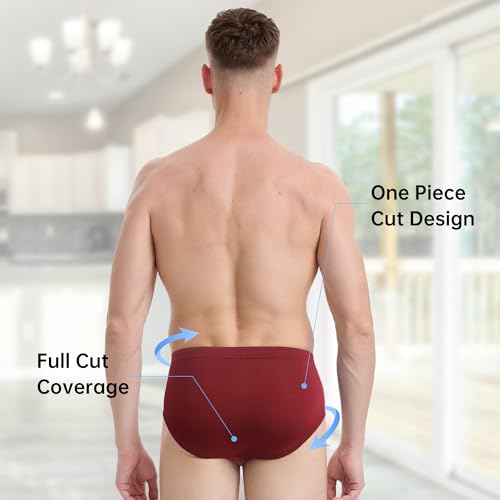 BAMBOO COOL Men's Underwear Briefs Fabric Covered Waistband Underwear Breathable Briefs with 3D Pouch Tagless Panties for Men4