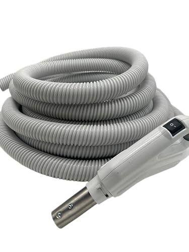 Universal Central Vacuum 35 ft Low Voltage Hose, ON-Off Switch Control-Compatible with Most Inlets - Crushproof Material