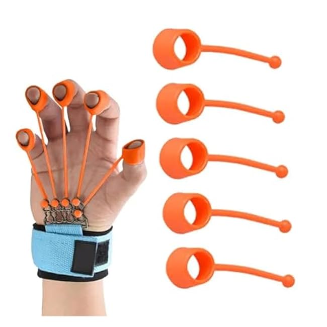 Finger Strength Trainer 5 Pieces Elastic Silicone Finger Exerciser and Hand Strengthener Finger Extender Hand Grip Strengthener