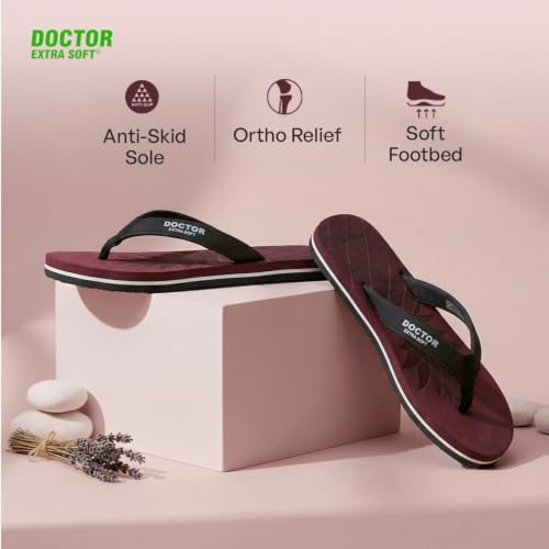 Image of DOCTOR EXTRA SOFT Women's Soft Slippers & Flip Flops, Orthopedic Cushioned Footbed, Lightweight Shock Absorbing Anti-Skid Comfortable Ladies Footwear for Walking, Home, Bathroom & Everyday Wear D-05