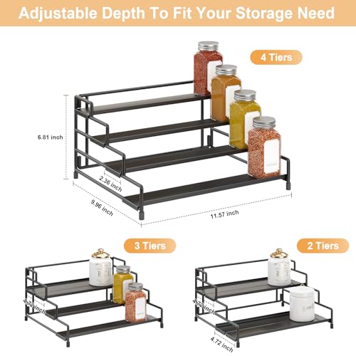 RUILALIFE-4-Tier-Spice-Rack-Organizer-for-Cabinet-Adjustable-Depth-Spice-Holder-Shelf-For-Countertop-Pantry-Cupboard-Metal-Tiered-Seasoning-OrganizerDisplay-Shelf-Riser-Black-1-Pack