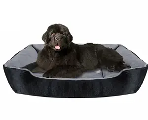 Fristone Square Sofa Shape Bed Reversable Dual Grey Black Color Ultra Soft Ethnic Designer Velvet Bed for Dog Cat(Export Quality) Size : Medium