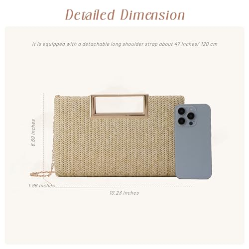 GOKTOW Straw Clutch Top Handbags Raffia Bag Purse Woven Tote CrossBag for Women Beach Summer Travel 2024 - Image 3