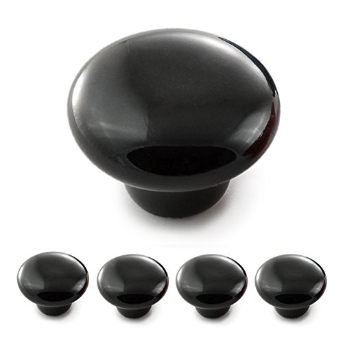 Preisvergleich Produktbild Möbelknöpfe 4er Set aus Porzellan / Keramik schwarz - Möbelgriff Türknauf Schrankgriff Schrankknopf Möbelknauf - Knauf & Griff in Vintage Shabby Landhaus Antik für Möbel Schublade Schrank by Ganzoo