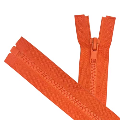 Image of ANPURZII 2PCS #5 14 Inch Vermilion Orange Separating Jacket Zippers for Sewing Coats, Molded Plastic Bulk Zippers(VermilionOrange 14 inch 2PCS)