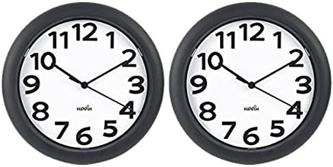 HIPPIH Silent Wall Clock - 10 Inch Battery Operated Round Clock - Easy to Read for Home/Office/School,2 Pack
