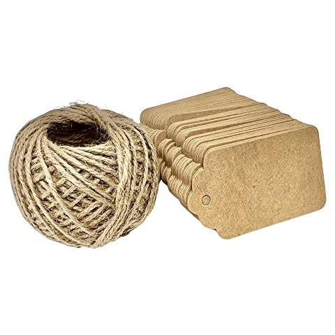 100 Pcs Brown Tags by Dorman & Walsh, 7 * 4 cm Gift/Hang Tags with Twine 30 Meters Perfect for Christmas Gifts Cover