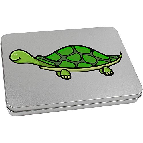 Azeeda 220mm 'Happy Tortoise' Metal Hinged Tin/Storage Box (TT00130949)