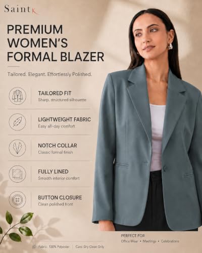 Image of SaintX Women's Premium Formal Blazer | Fully Lined | Regular Fit | 4-Way Stretchable Ultra-Light Fabric | Fashion-Forward | Office /Meetings (WB01)