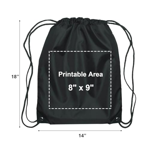 Promotional Blank Drawstring Backpacks, 100 Pack, 18"x14" Sports Pack, 210D Polyester with Reinforced Eyelets & Black Trim, Ideal for Trade Shows & Corporate Events3