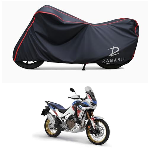 Image of Waterproof Bike Body Cover Compatible for | Honda Africa Twin DCT | Taffeta Fabric, Red Piping Design, Bottom Elastic Fit | Dustproof, Sun UV & Rain Protection for All Bikes