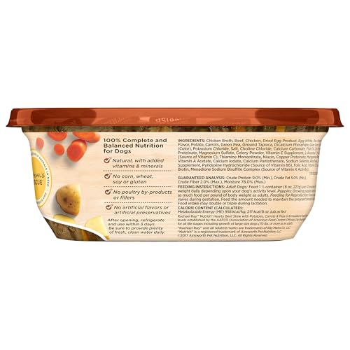 Nutrish Rachael Ray Wet Dog Food Hearty Beef Stew, 8 oz. Tub, 8 Count