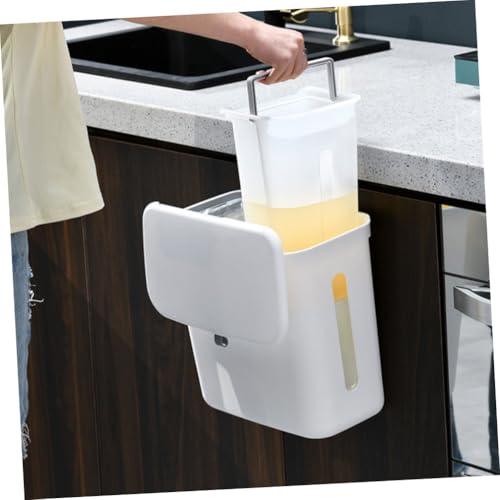 Bote de basura rectangular con tapa para cocina color blanco miniatura 6
