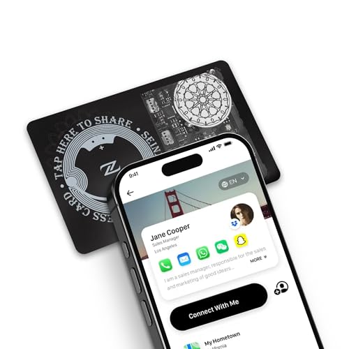 SEINXON Ultra-Thin Find My Card Tracker with NFC Digital Business Card, Apple Find My Network Integrated(iOS Only), Wireless Charging & 6-Month Battery, IP68 Waterproof, Wallet & Bag