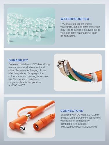 30FT Solar Extension Cable for Jackery SolarSaga 100W/200W, Compatible with Jackery Explorer 240/300/500/1000/1500/2000 Portable Power Station, DC7909 to DC8020 Extension Cord - Image 5