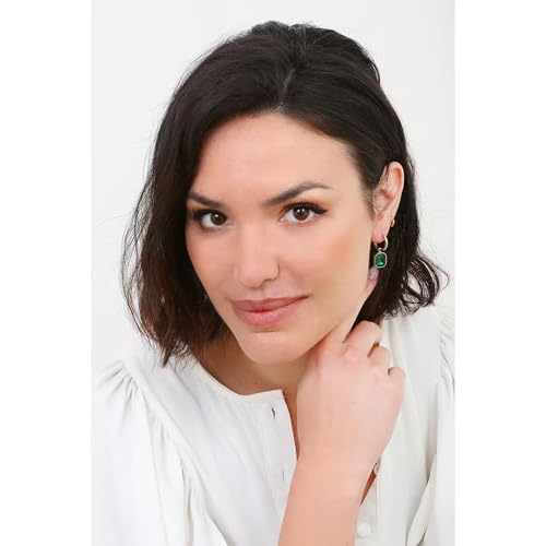 Image of El Regalo Stainless Steel Rectangular Cut Rhinestone Hoop Earrings - Elegant 18K Gold Plated Waterproof Vintage-Inspired Cubic Zirconia Huggie Hoops for Women