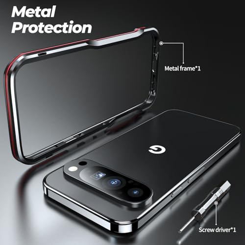 Coque Google Pixel 9 argenté antichoc avec cadre métallique élégant