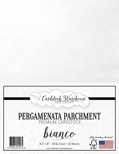 Pergamenata Parchment Paper Bianco (White) Cardstock 8.5 x 11 inch - 160 GSM/59 LB. Cover - 25 Sheets from Cardstock Warehouse