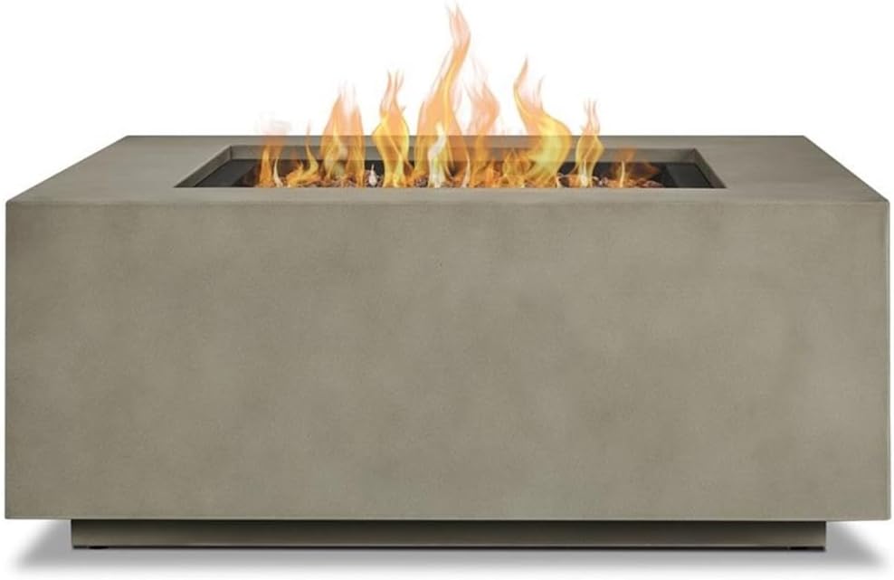 Bowery Hill Square Propane Fire Table, 36 x 36 in, Powder-Coated Steel, Gray Finish, Includes Conversion Kit, Red Lava Rock, Protective Cover, 50,000 BTU Burner, Outdoor Patio Heating and Ambience