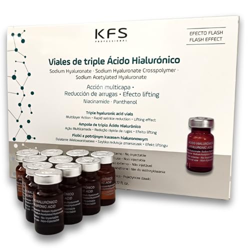 KFS Viales Triple Serum facial acido hialuronico con niacinamida B3 y pantenol B5. Acción multicapa, rellenador y lifting facial. Compatible con microneedling facial, dermaroller y dermapen. 10u x 5ml