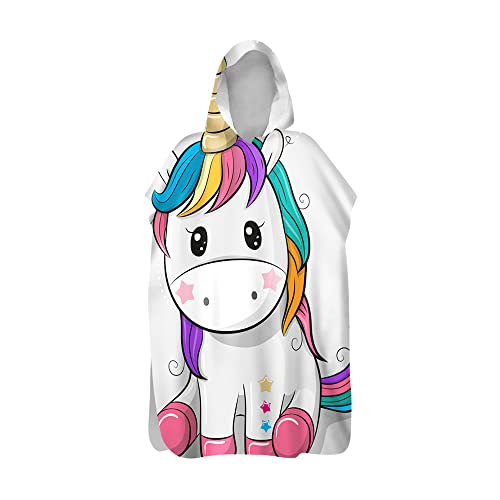 Morbuy Kinder Einhorn Badeponcho mit Kapuze, Mikrofaser Bademantel Weich...