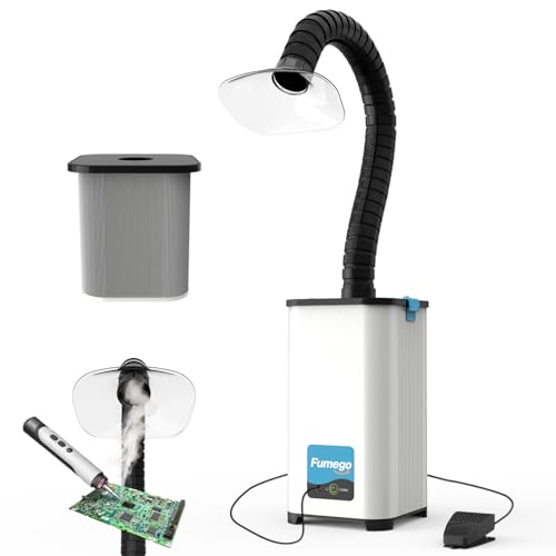 Fumego Solder Fume Extractor for Laser Cutter and Soldering, 130W Power & 260m³/h, Fume Extractor Soldering with Pedal Switch and 3-in-1 Filter Cartridge, Low-Noise Laser Fume Extractor - XF250III