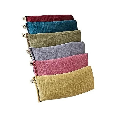 Peacegoods Unscented Eye Pillows (Pack of 6) - Soft Cotton Gauze Filled with Flax Seed Weighted for Yoga Meditation Headache Relief Relaxation Massage Bulk - Relaxing Colors Cover