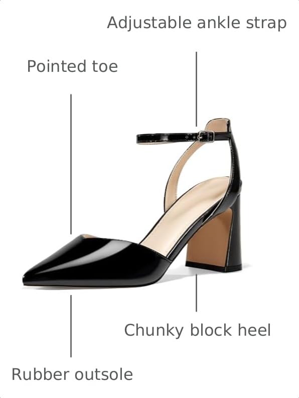 Image of Juliet Holy Womens Closed Toe Heels Chunky Block Heel Ankle Strap Pumps Slingback Heeled Sandals