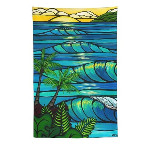 ヘザーブラウン (夕焼けの波) 現代北欧 ハワイの風景 ポスター プリント タペストリー 部屋飾り ウォールアート ベッドルーム ポスター 壁の絵 インテリア60"x90"