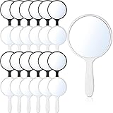 Jetec 25 Pcs Handheld Mirror with Handle, 3.94' L x 2.17' W, Small Portable Round Mirror Bulk for Kids Travel Makeup Classroom Camping Daily DIY Crafts (Black, White)