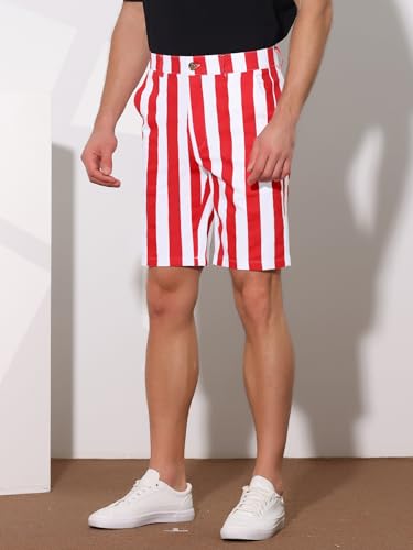 Lars Amadeus LA231128000743A Striped Shorts For Men'S Color Block Summer Stripe Flat Front Chino Shorts 28 Red thumb #1