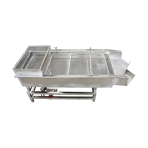 LGXEnzhuo JG40-95 Linear Vibrating Screen Screening Automatic Sifter with 10mm Mesh Screen Dual Motor 80W*2 Stainless Steel