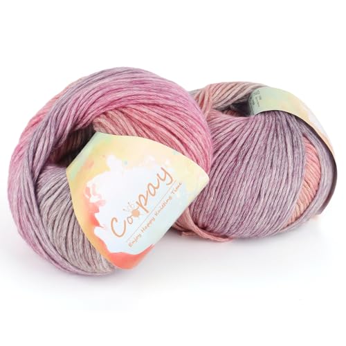 Image of Coopay Yarn for Crocheting Knitting, Gradient Cake Yarns, 2 x 3.53oz - 240yds - 50% Cotton 50% Acrylic Ombre Yarns, Crochet Yarn for Blankets, Shawls, Scarves (107 Evening Sunset)