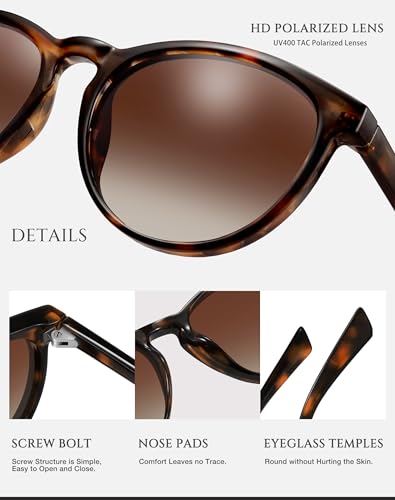 Classic Round Polarized Sunglasses for Women Retro Shades Trendy Vintage Sun Glasses FZN825 - Image 5