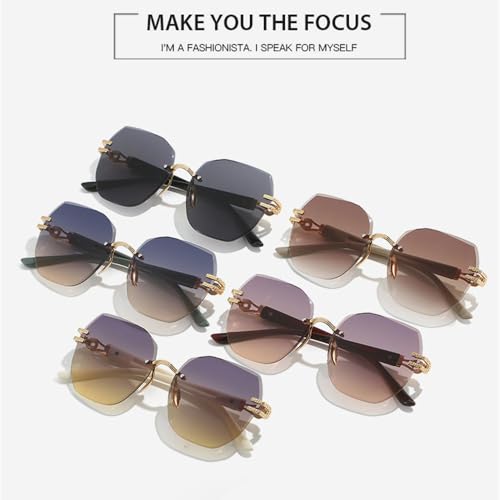Women's Frameless Sunglasses Personalized Oval Large Frame Fashion Metal Glasses Trend Street Shoot Versatile2