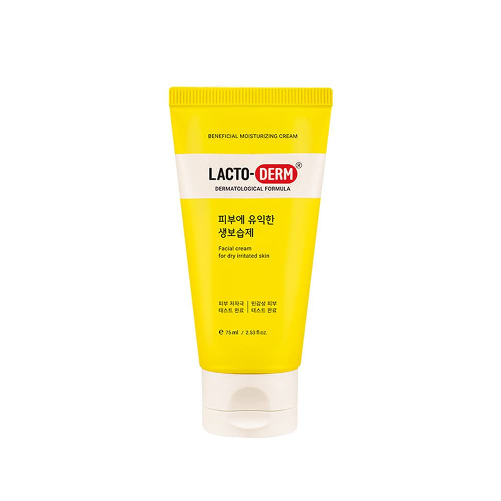 LACTO-DERM Probiotics Hydrating Face Moisturizer Cream 75ml (2.54 fl.oz) - Beneficial Moisturizing Cream with Lactobacillus Extract, Ceramide, Cholesterol and Phospholipid - Reduce Flaky and Roughness