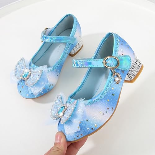 IWIHMIV Little Girls Mary Jane Shoes Girls Princess Dress Up Shoes Low Heel Slip-on School Party Sequins Bow Dress Shoes4