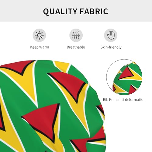 Flag of Guyana Children Hip Hop Knitted Hat Kids Elastic Leisure Knit Cap Warm Sleep Beanies Black3