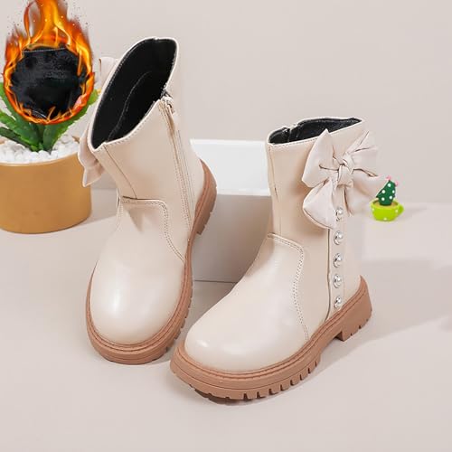Girls Boots Cute Bowknot Dress Boots Anti Slip Low Heel Boots Fashion Comfortable Cowgirl Boots Winter Warm Shoes3