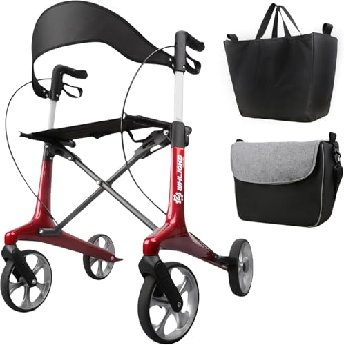 Carbon Rollator Faltbar und Leicht mit Sitz, Rollator Schmal für Wohnung, Faltbarer Rollatoren für ältere Menschen mit Einem Gewicht von 5,9 kg, Griff Verstellbare Höhe 78-98 cm (Rot) Carbon Rollator Faltbar und Leicht mit Sitz, Rollator Schmal für Wohnung, Faltbarer Rollatoren für ältere Menschen mit Einem Gewicht von 5,9 kg, Griff Verstellbare Höhe 78-98 cm (Rot)