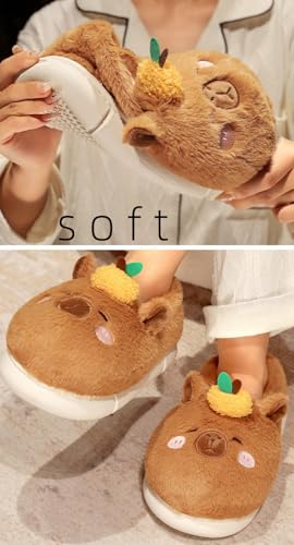 Capybara Plush Slippers - Women's Cute Warm Fuzzy Kawaii Slides Slip-on Swollen Feet Slippers Wide Non-Slip Indoor Outdoor Shoes Flip Flop Cartoon Animal4