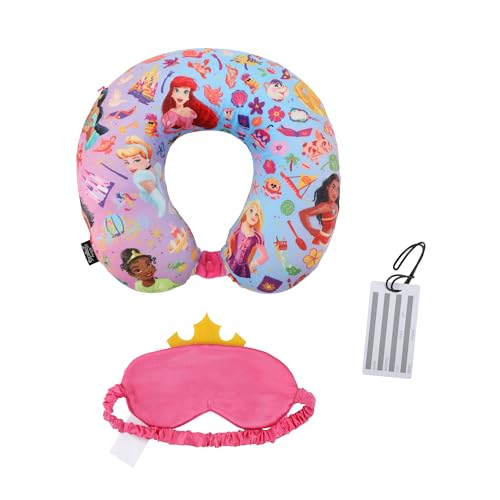 Image of Disney Princess 3-Piece Neck Pillow Travel Set With Eye Mask & Luggage Tag