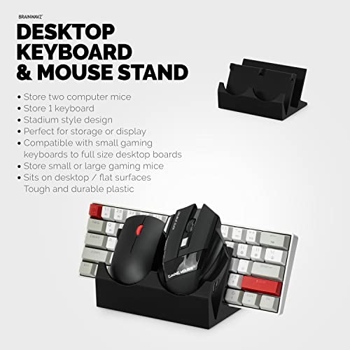 Image of Brainwavz Desktop Keyboard & Dual PC Mouse Stand Holder, Suitable for Small Or Large Keyboards, Gaming & Office Mice - Organize Your Work Or Game Space and Keep it Clutter-Free (DK03)