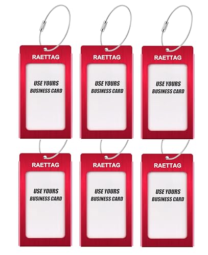 Image of Luggage Tags Metal Suitcase Tags Travel Bag ID Identifier Luggage Tag (Red 6-Pack)