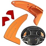 2PCS Interior Accessories Steering Wheel Shift Paddle Extended Shifter Trim Cover for Dodge Challenger Charger Durango RT & Scat Pack 2015-2020, For Jeep Grand Cherokee 2014-2021 Decoration (Orange)