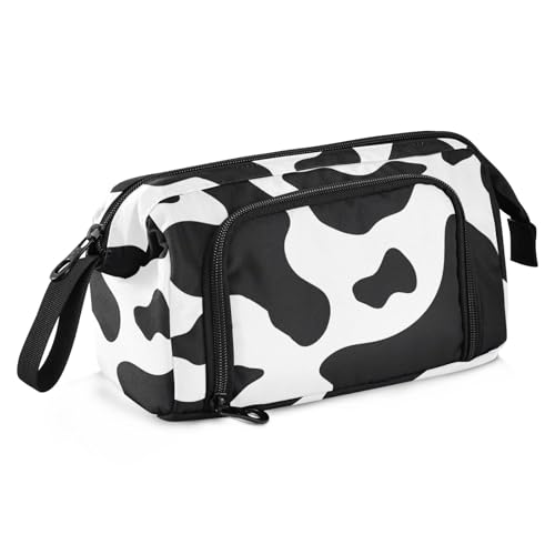Image of SUABO Big Capacity Pencil Case, Cow Skin Print Pen Bag Pouch Holder Stationery Bag School College Office Organizer for Teen Adults Student
