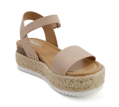 Image of Soda CLIP ~ Women Open Toe Ankle Strap Platform Espadrille Sandal