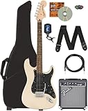 Fender Squier Affinity Stratocaster HSS Limited Edition - Olympic White Bundle with Frontman 10G Amplifier, Gig Bag, Tuner, Instrument Cable, Strap, Picks, and Austin Bazaar Instructional DVD